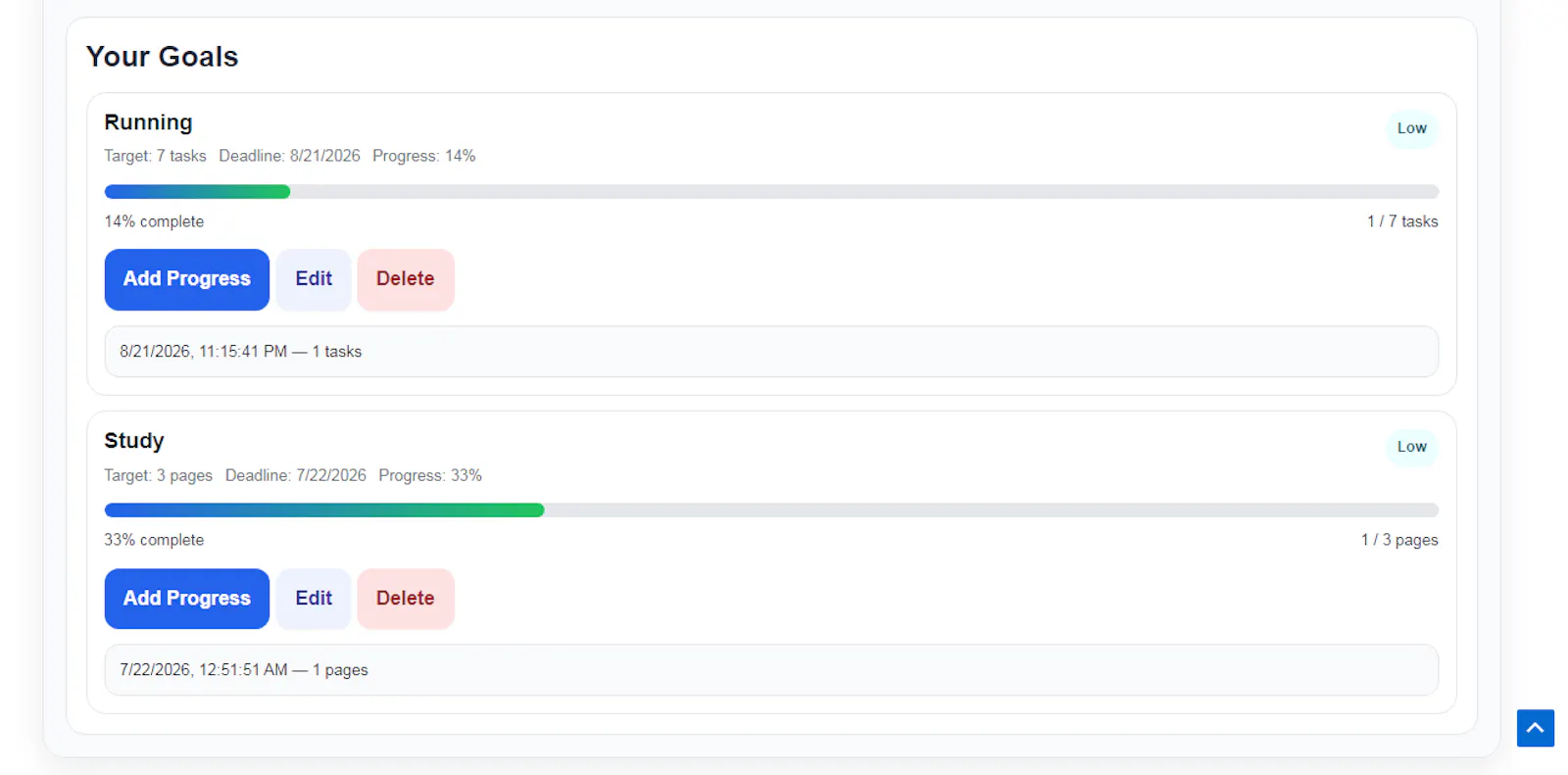 Goal Tracker screenshot 2