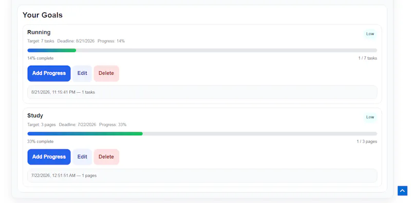 Goal Tracker screenshot 2