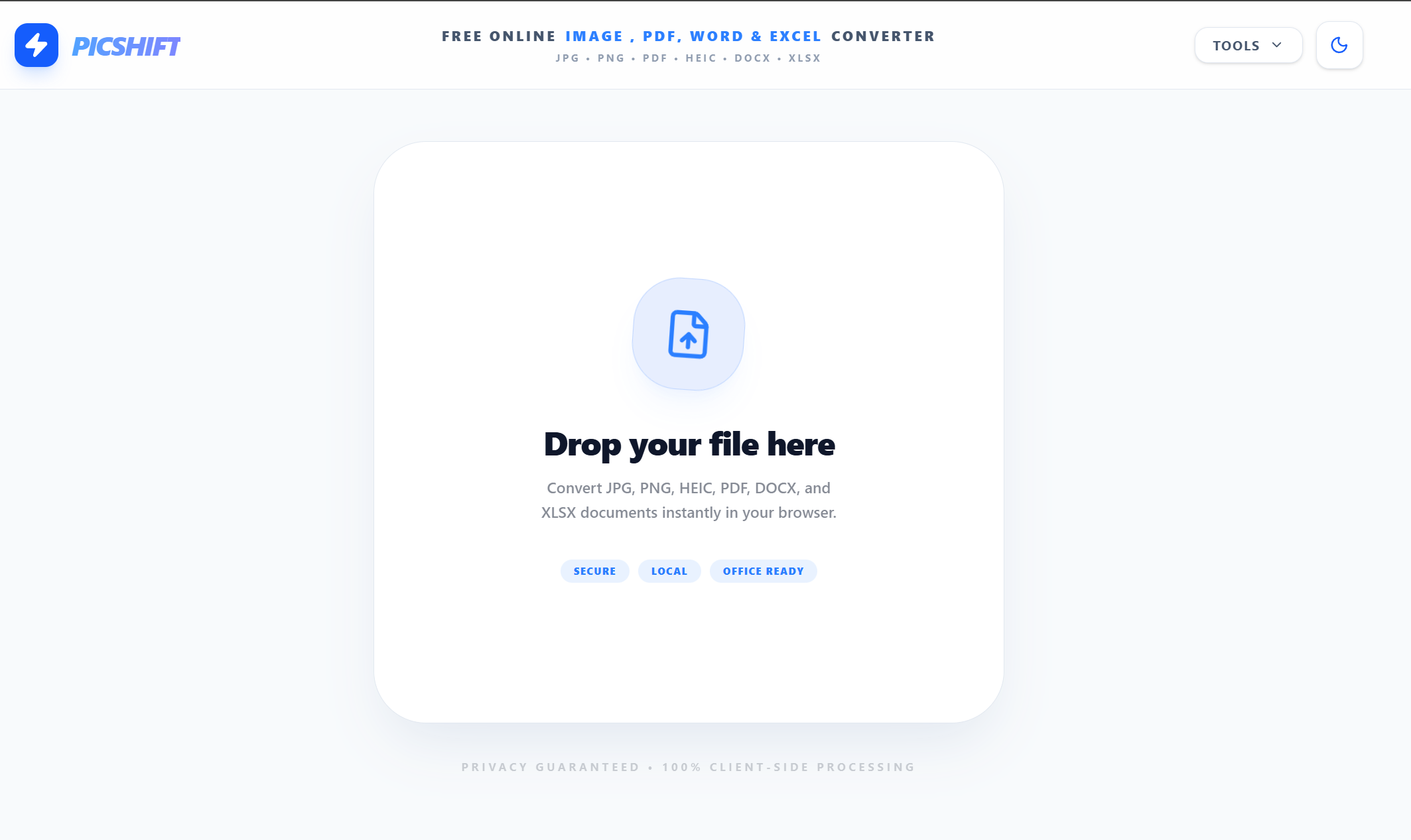 PicShift - Main product screenshot demonstrating key features and user interface