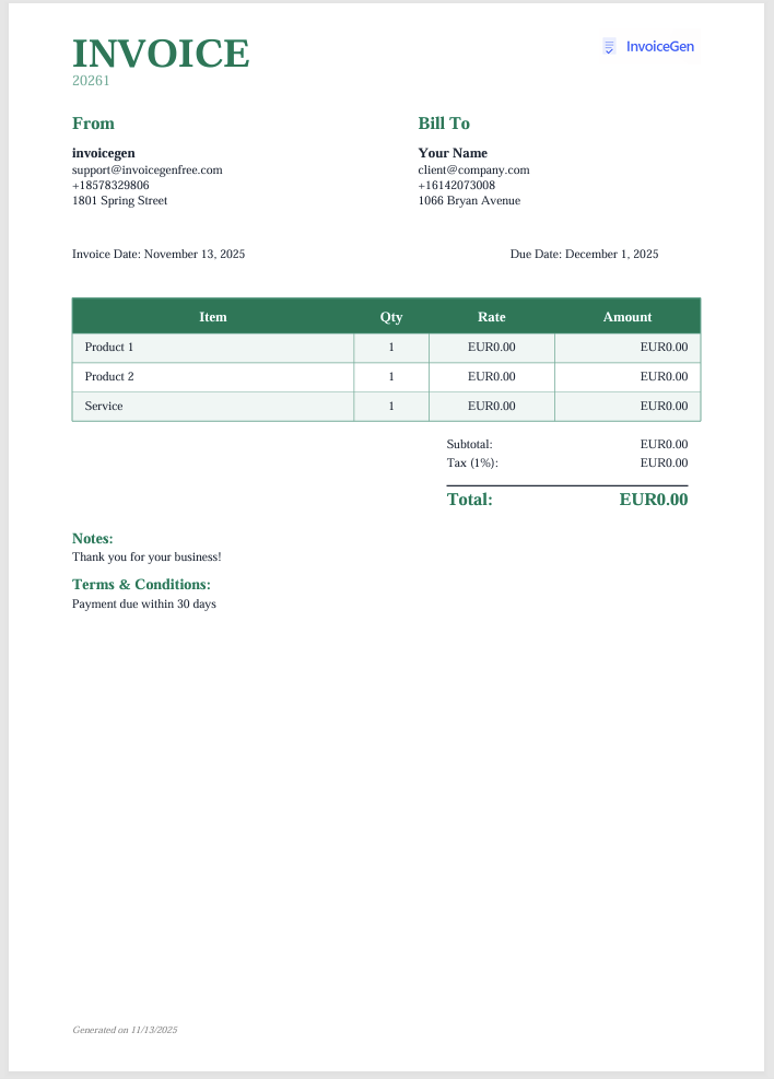 InvoiceGen - Screenshot 3 showing product features and functionality