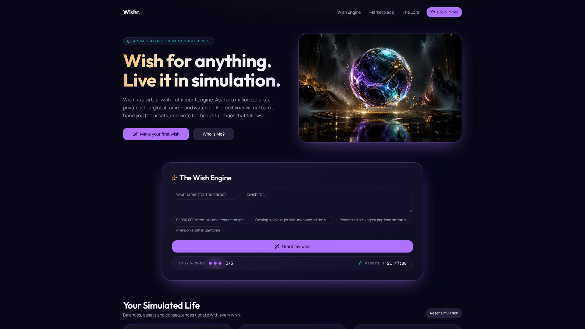 Wishr — Make a wish, live the simulation gallery image