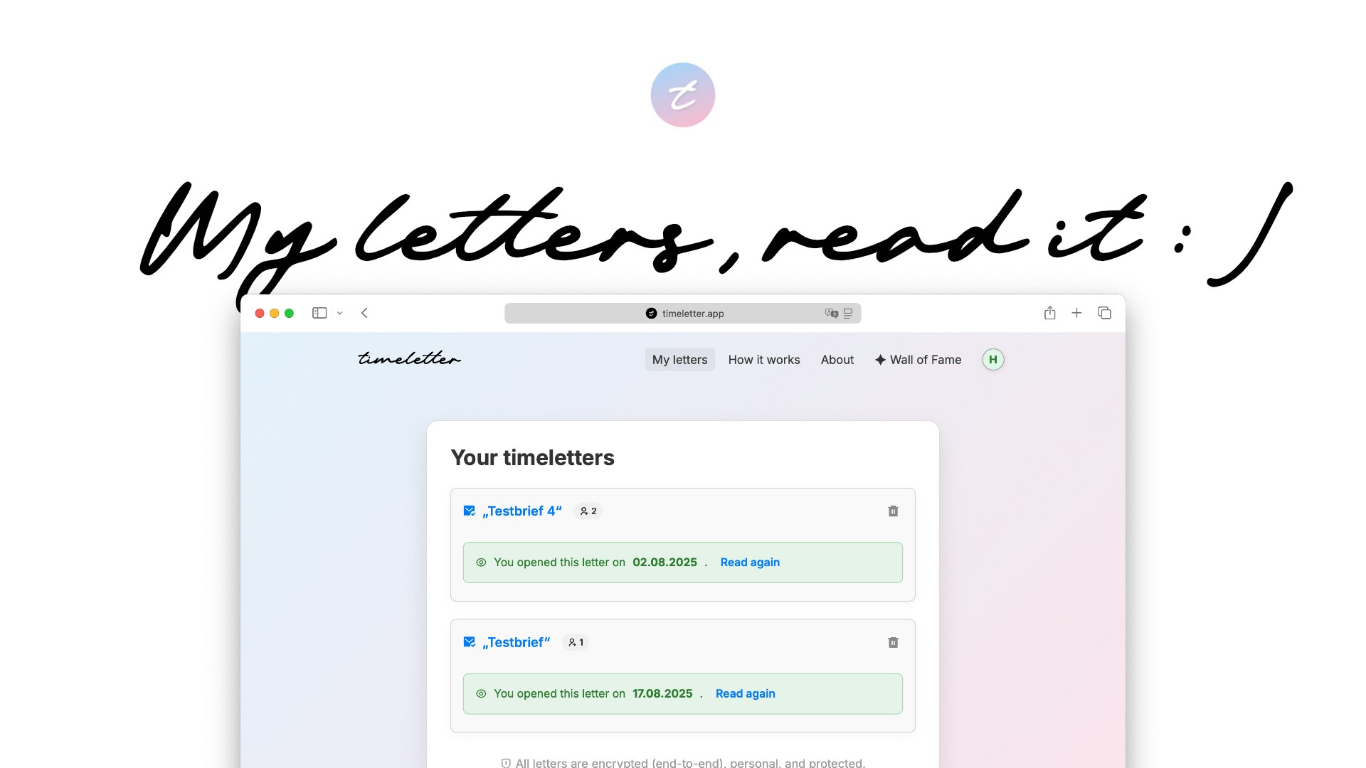 Timeletter - Напишите сегодня, откроется завтра. медиа 3