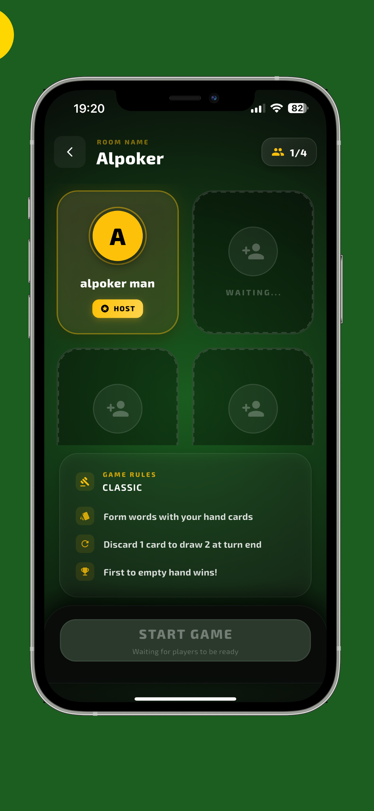 Alpoker - Poker meets Wordplay - Screenshot 4 showing product features and functionality