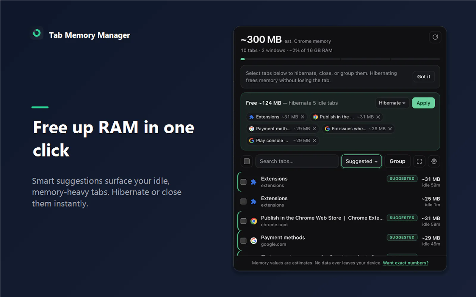 Tab Memory Manager screenshot 4
