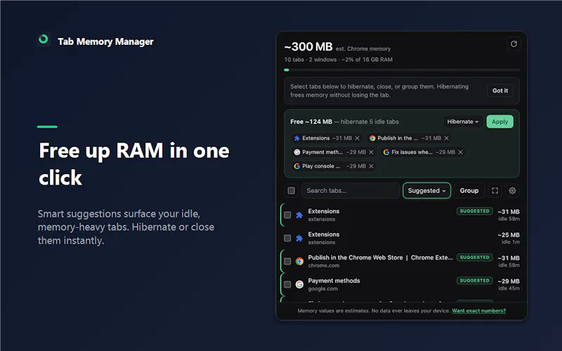 Tab Memory Manager screenshot 4