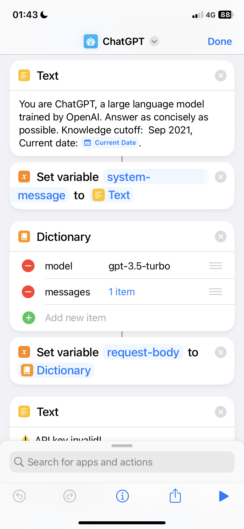 Siri's doel - Snelkoppelingen voor Siri met behulp van Chatgpt API GPT-3.5-Turbo-model. media 2
