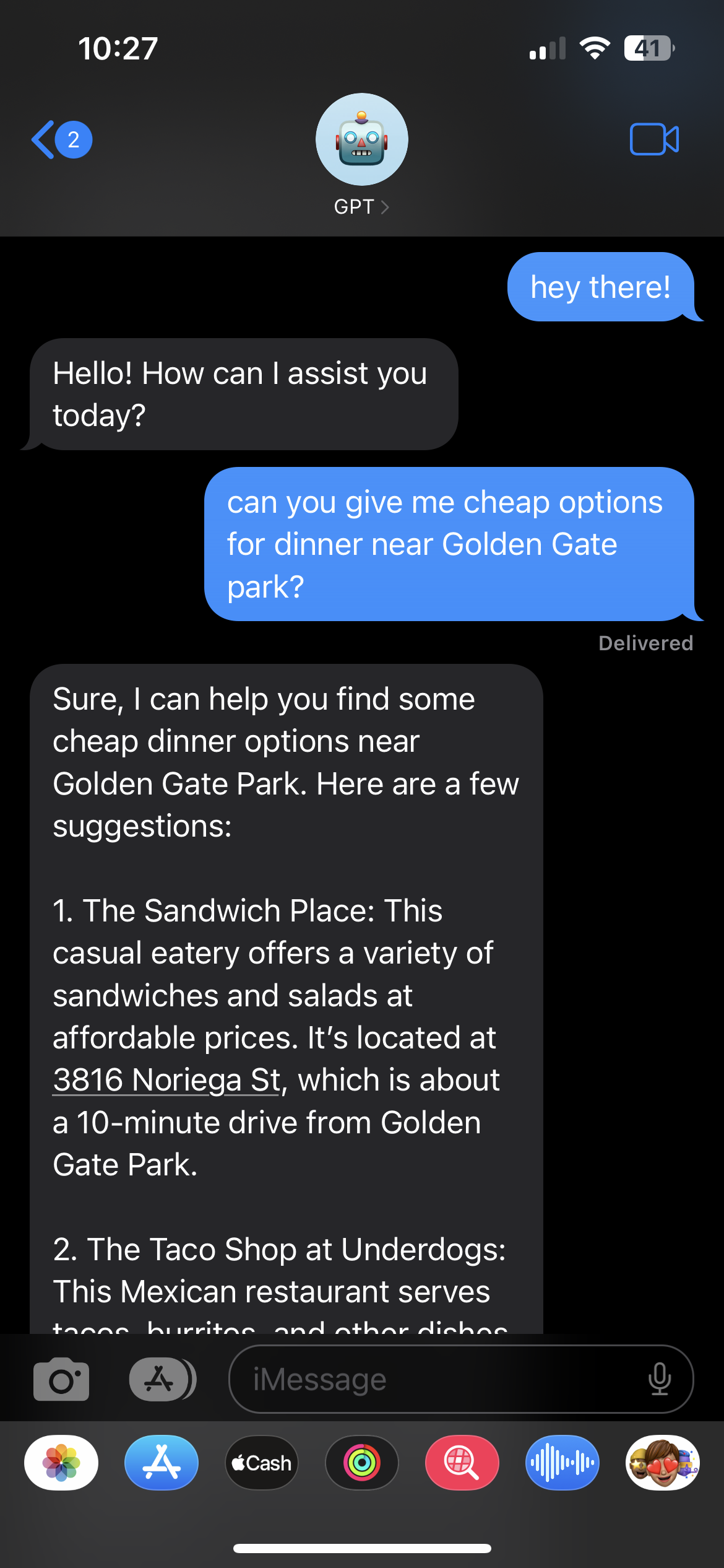 iChatwithgpt - Ihr persönlicher KI -Assistent, nur eine IMessage entfernt Medien 3