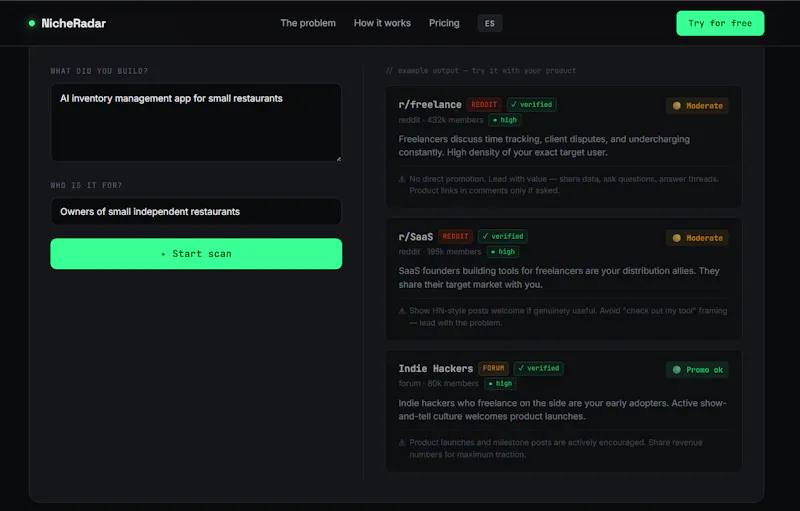 NicheRadar screenshot 1