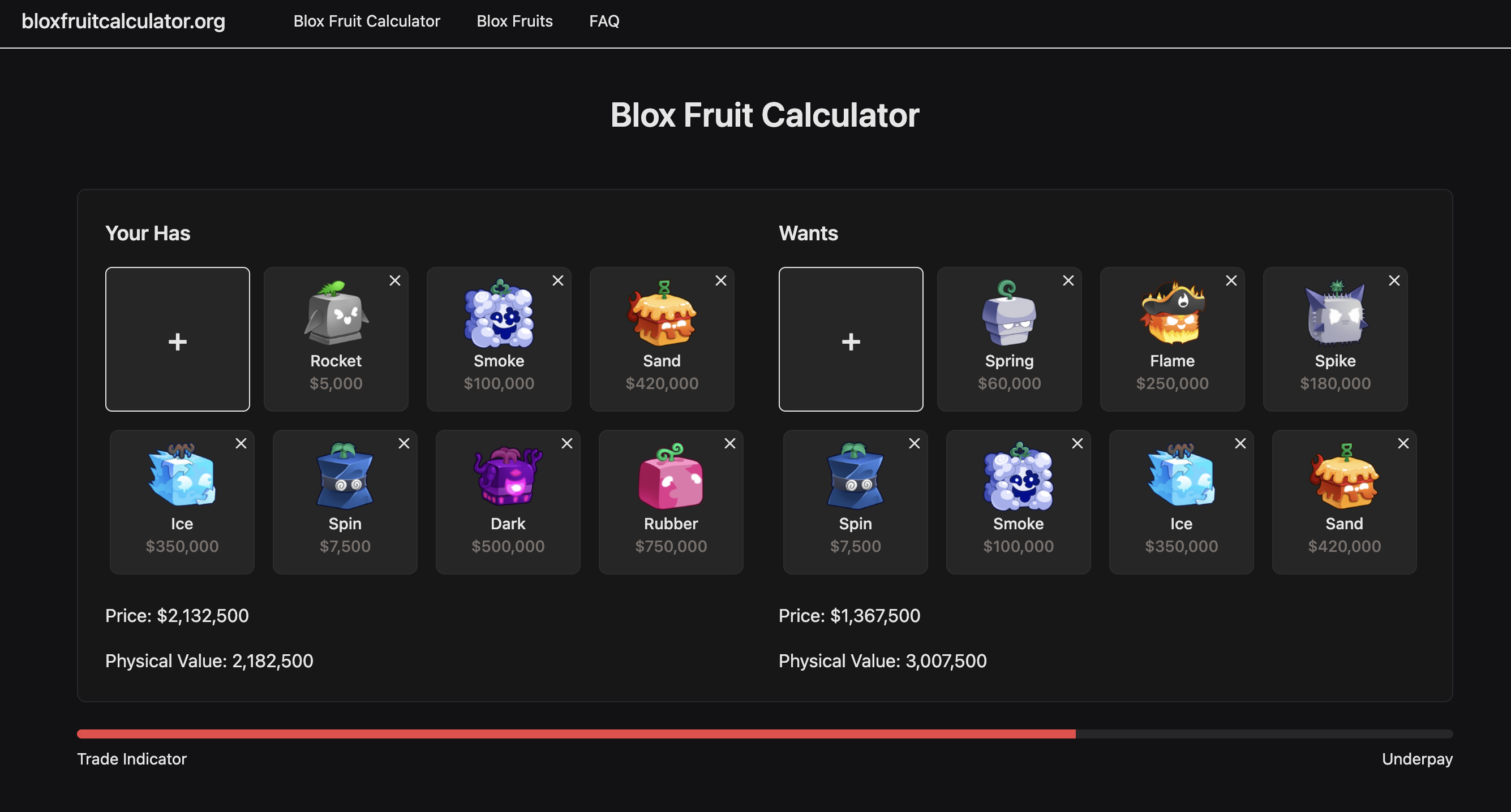 Calcolatrice di frutta Blox - Calcola il valore del commercio di frutta Blox 2025 media 1