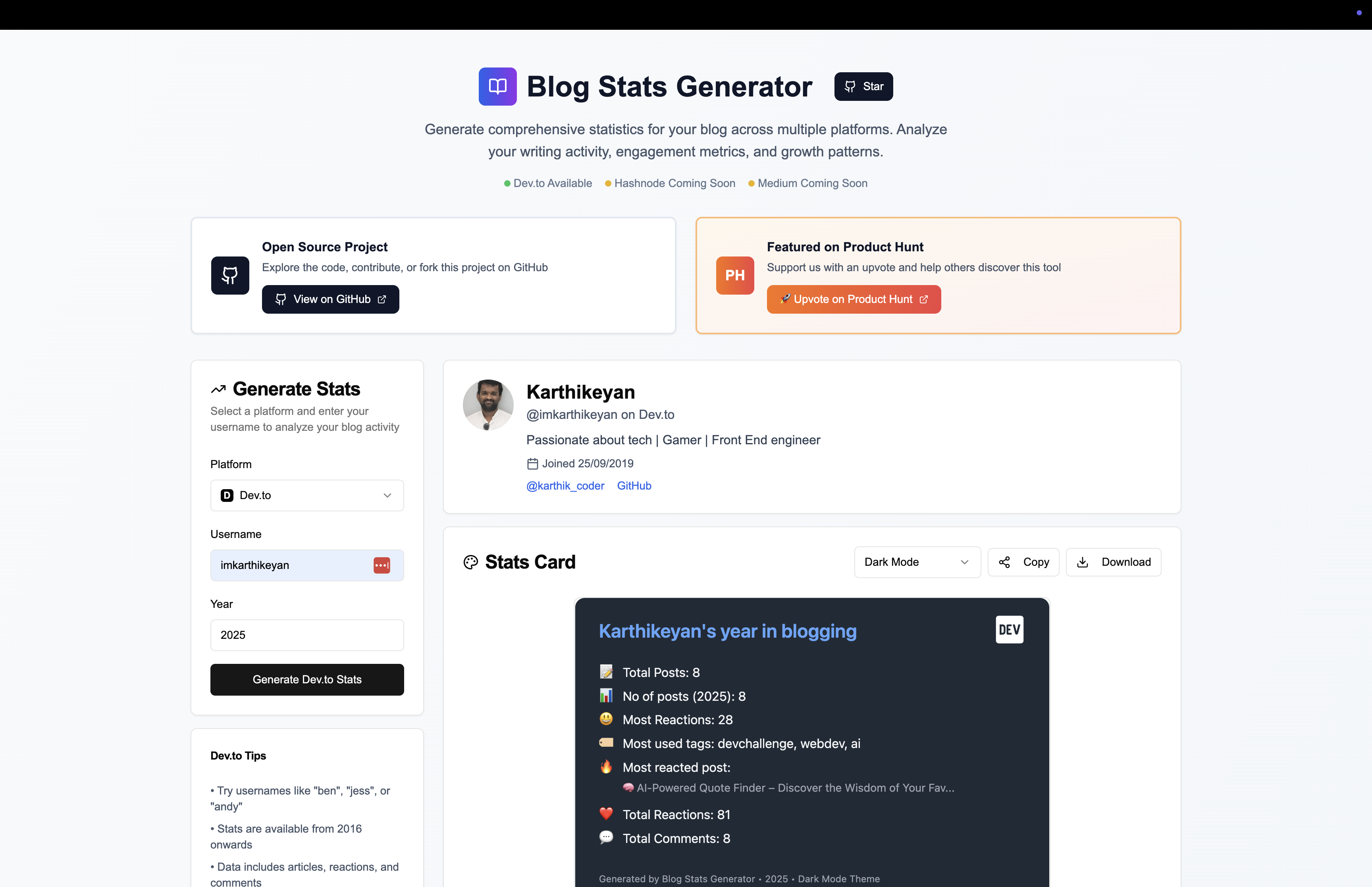 Blog -Statistikgenerator Medien 1