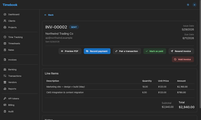 Timebook screenshot 1