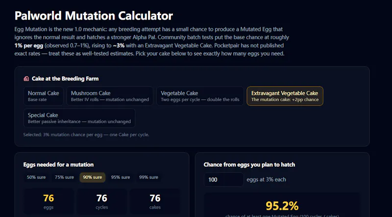 PalWorld Calculator screenshot 1