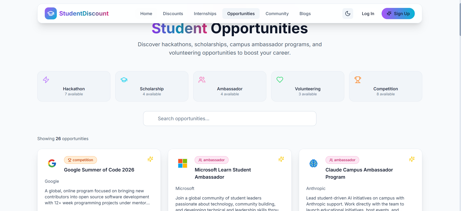 StudentDiscount - Main product screenshot demonstrating key features and user interface