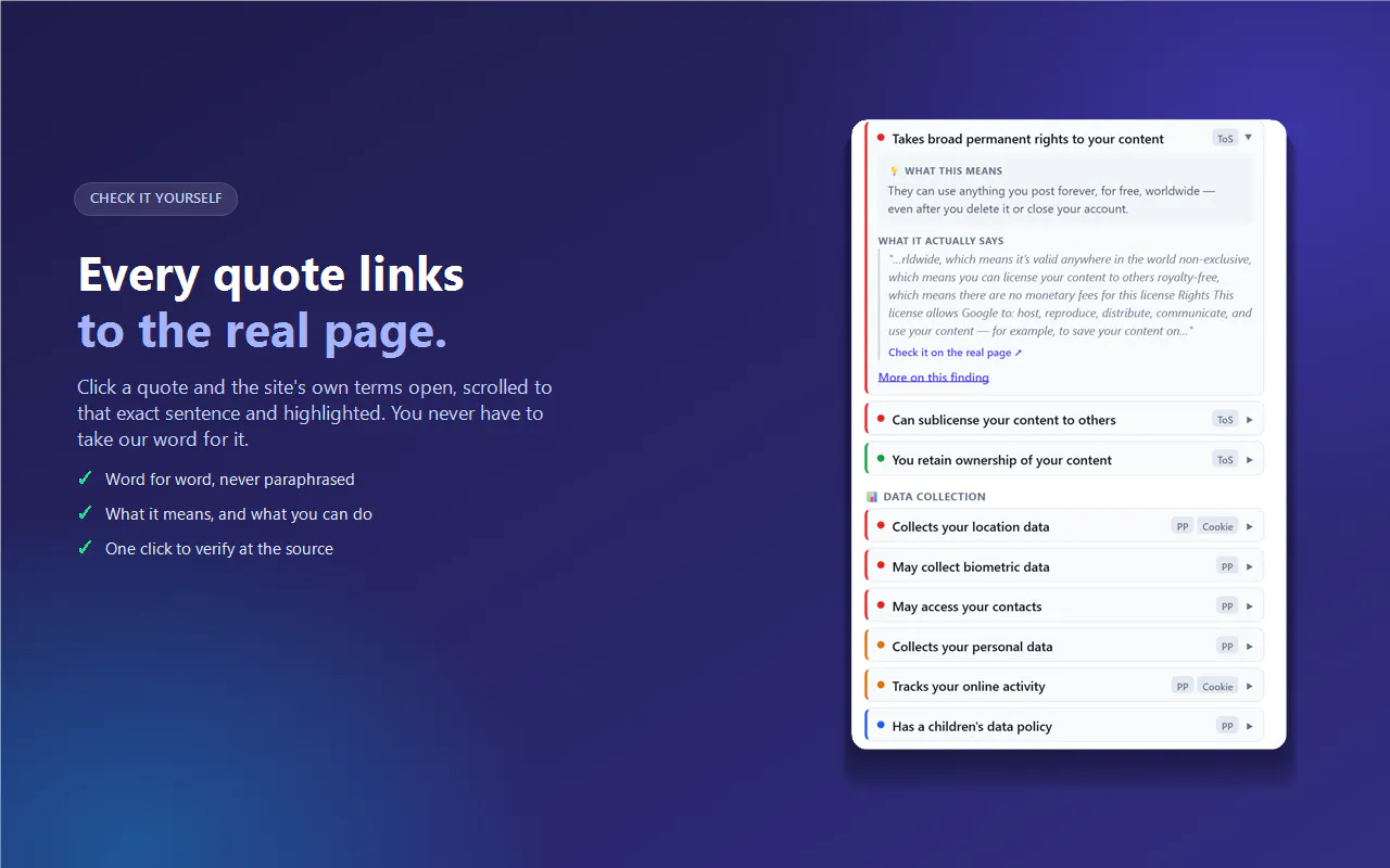 Fine Print Guard-- Instant Tos + privacy gallery image