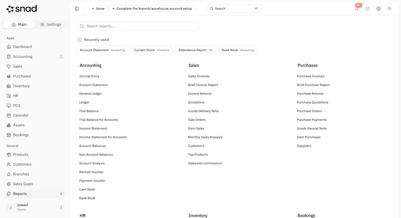 snad ERP screenshot 2