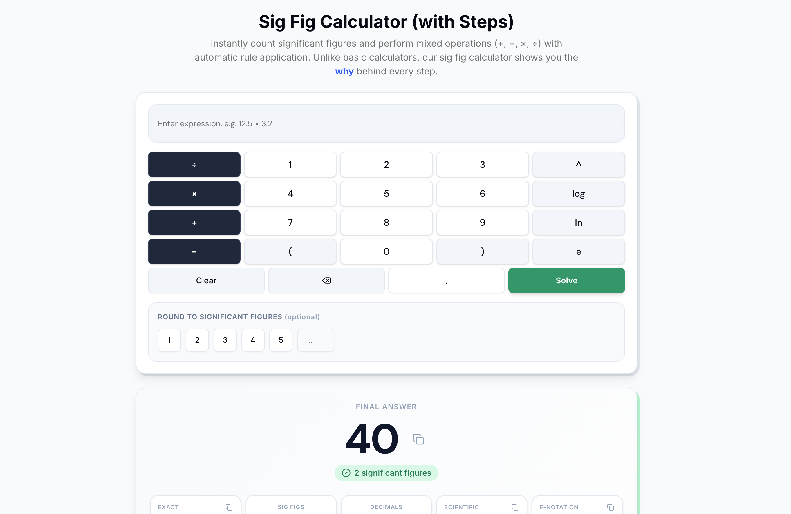SigFigCalculator.org - Screenshot 2 showing product features and functionality