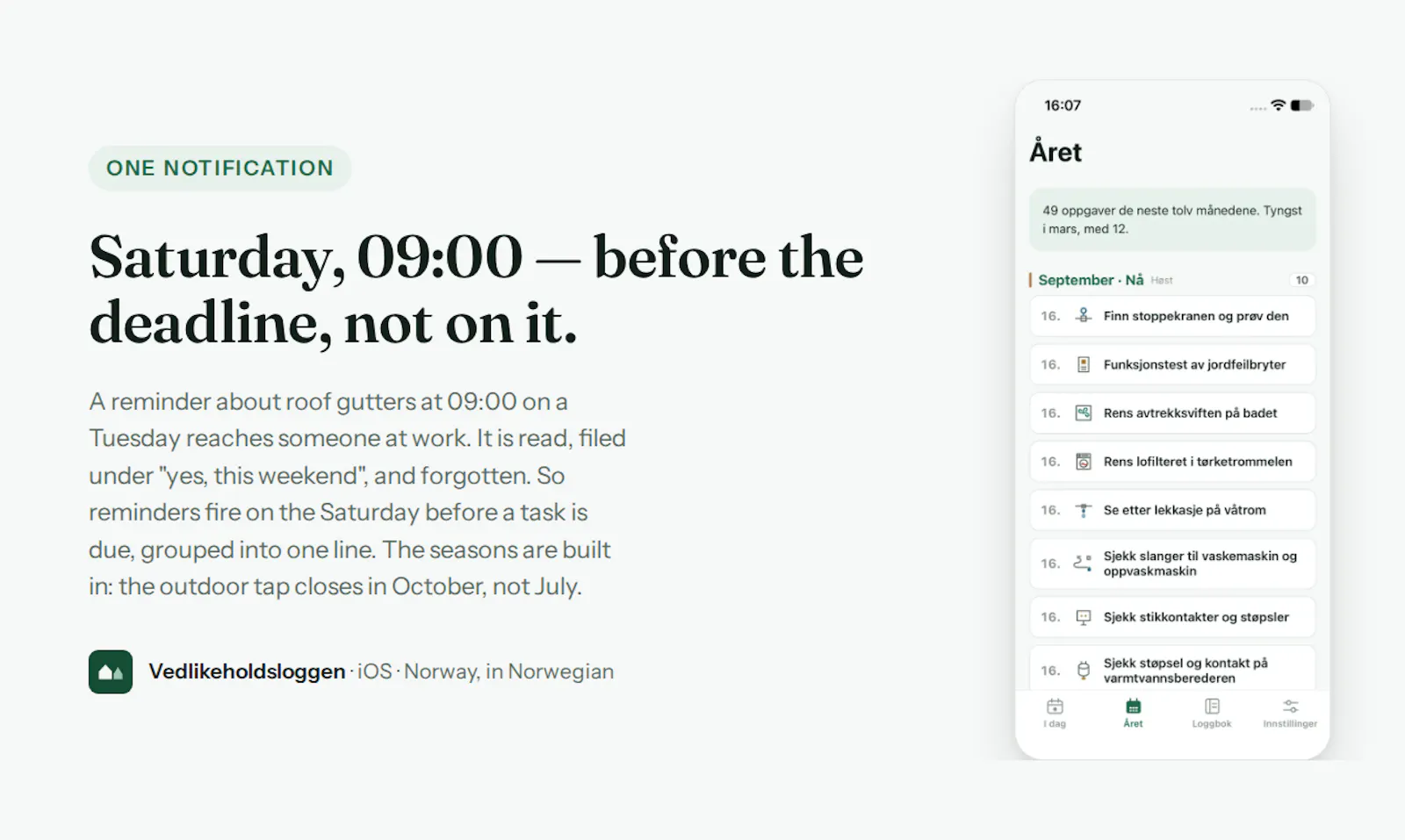 Vedlikeholdsloggen screenshot 2
