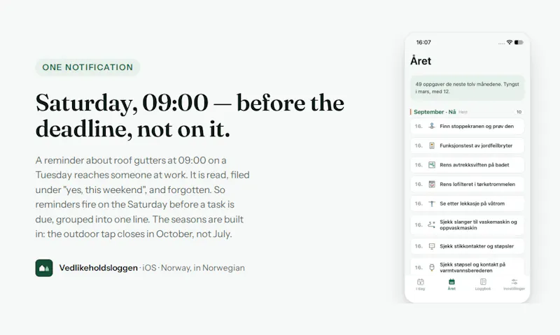 Vedlikeholdsloggen screenshot 2
