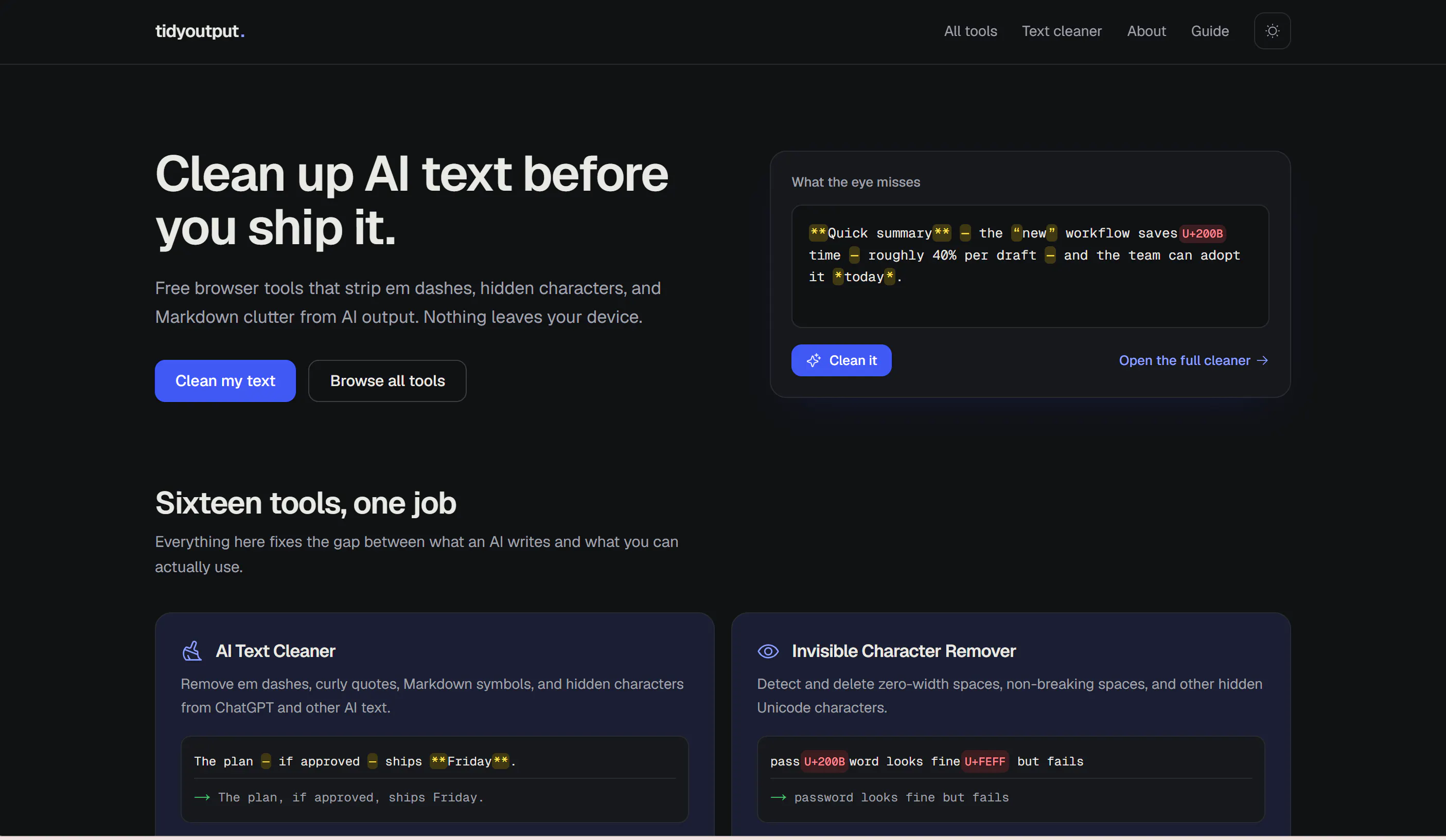 TidyOutput gallery image