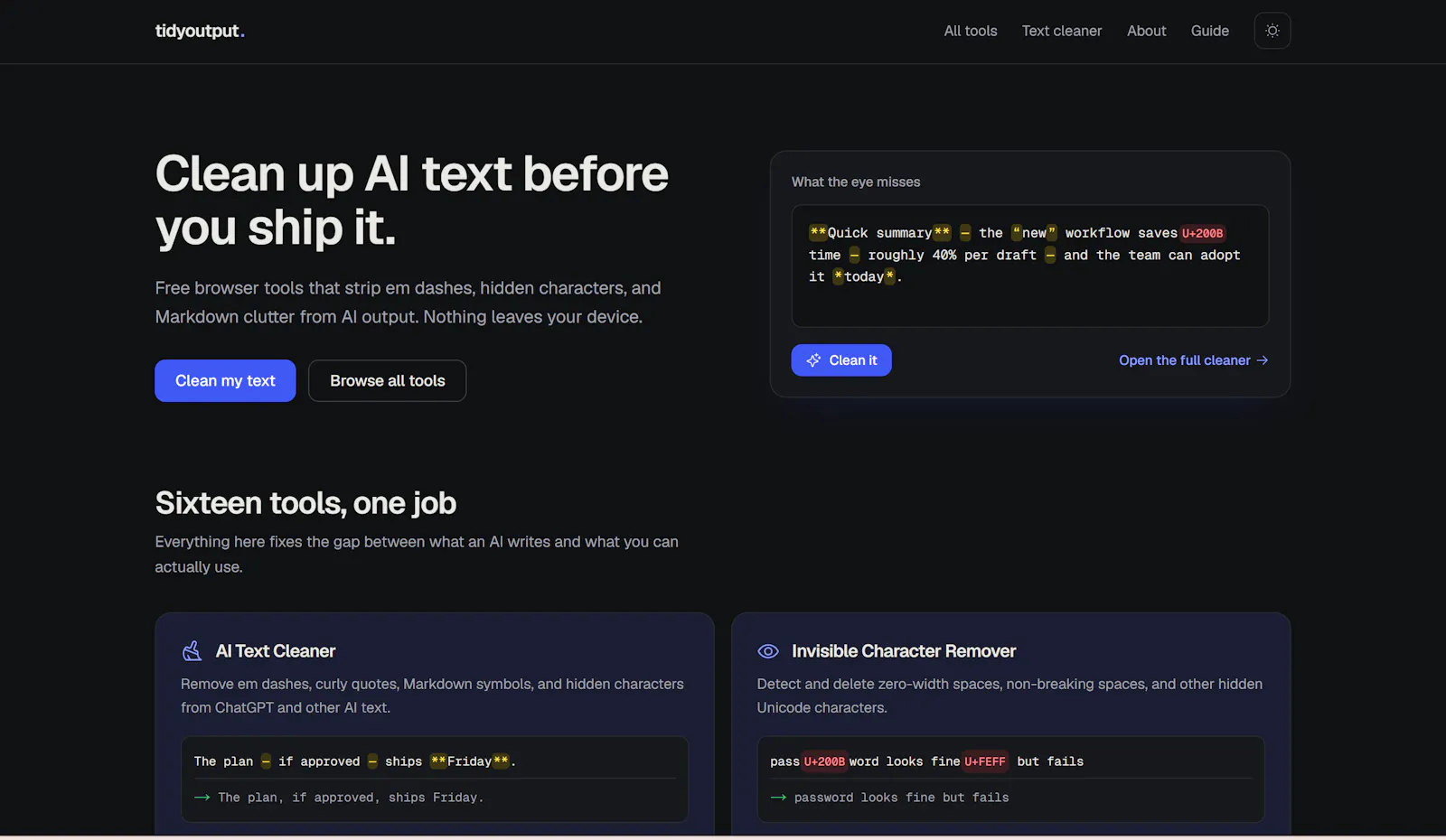 TidyOutput screenshot 3