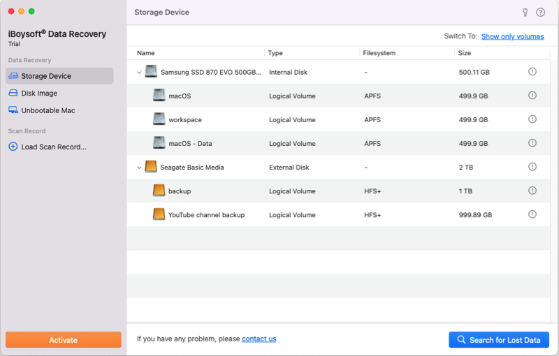 IBOYSOFT Data Recovery voor Mac - Herstel verwijderde of verloren bestanden van elk opslagapparaat op Mac media 1