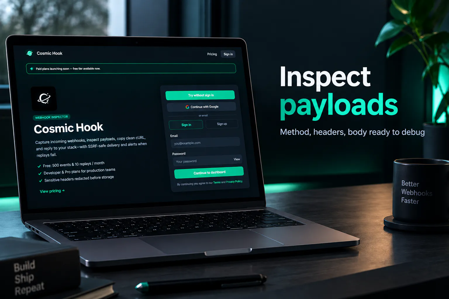 Cosmic Hook — Webhook inspector & replay gallery image