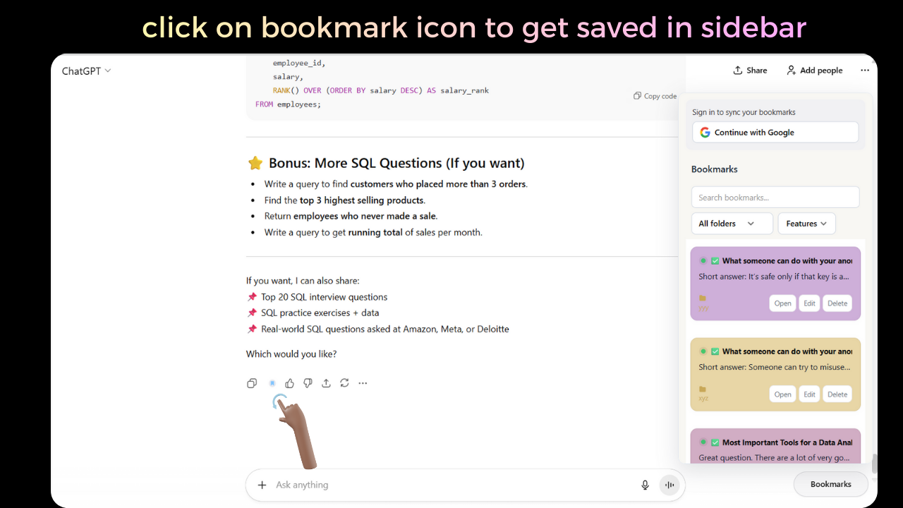 ChatGPT Bookmarks Chrome Extention gallery image