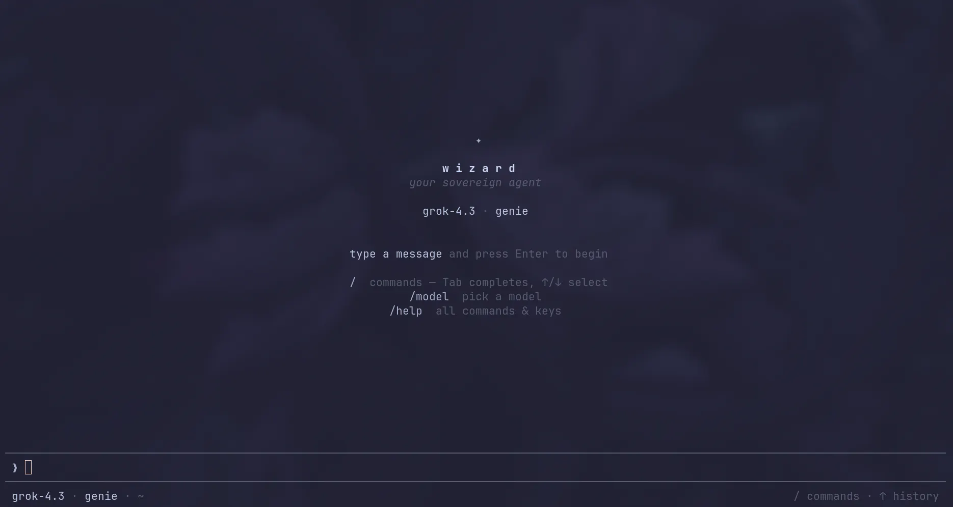 Wizard: self-extending coding agent gallery image