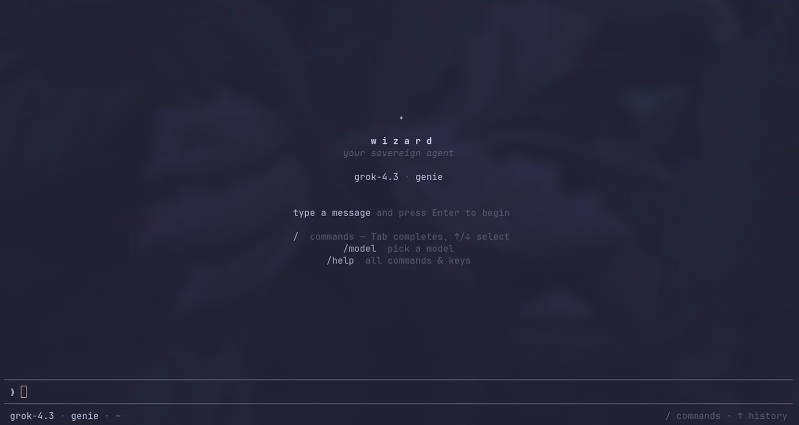 Wizard: self-extending coding agent screenshot 2