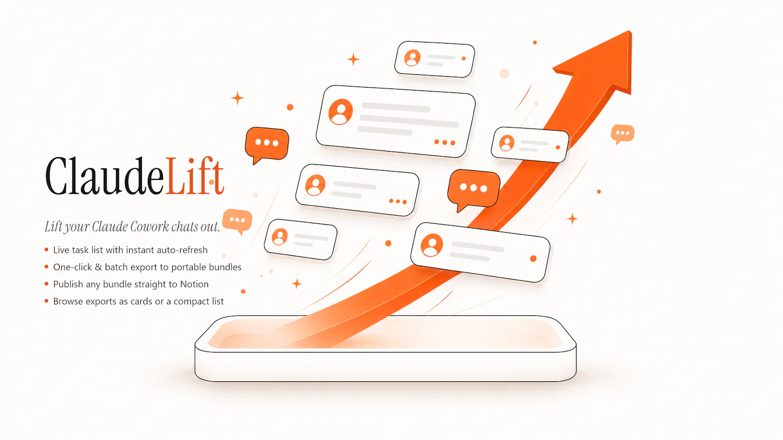 ClaudeLift , Git for Claude Cowork chats screenshot 1
