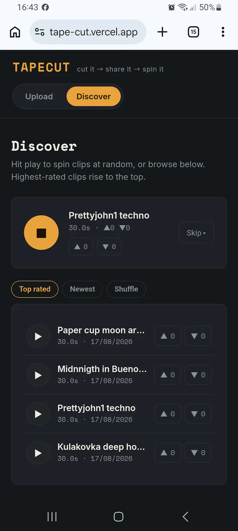 TAPECUT — cut it, share it, spin it screenshot 1