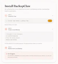 BackupClaw: Local/Cloud OpenClaw backups gallery image