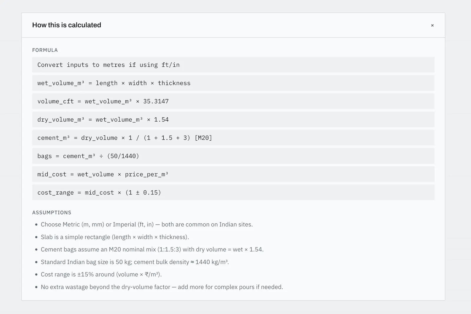 Cement & Concrete Calculator screenshot 4