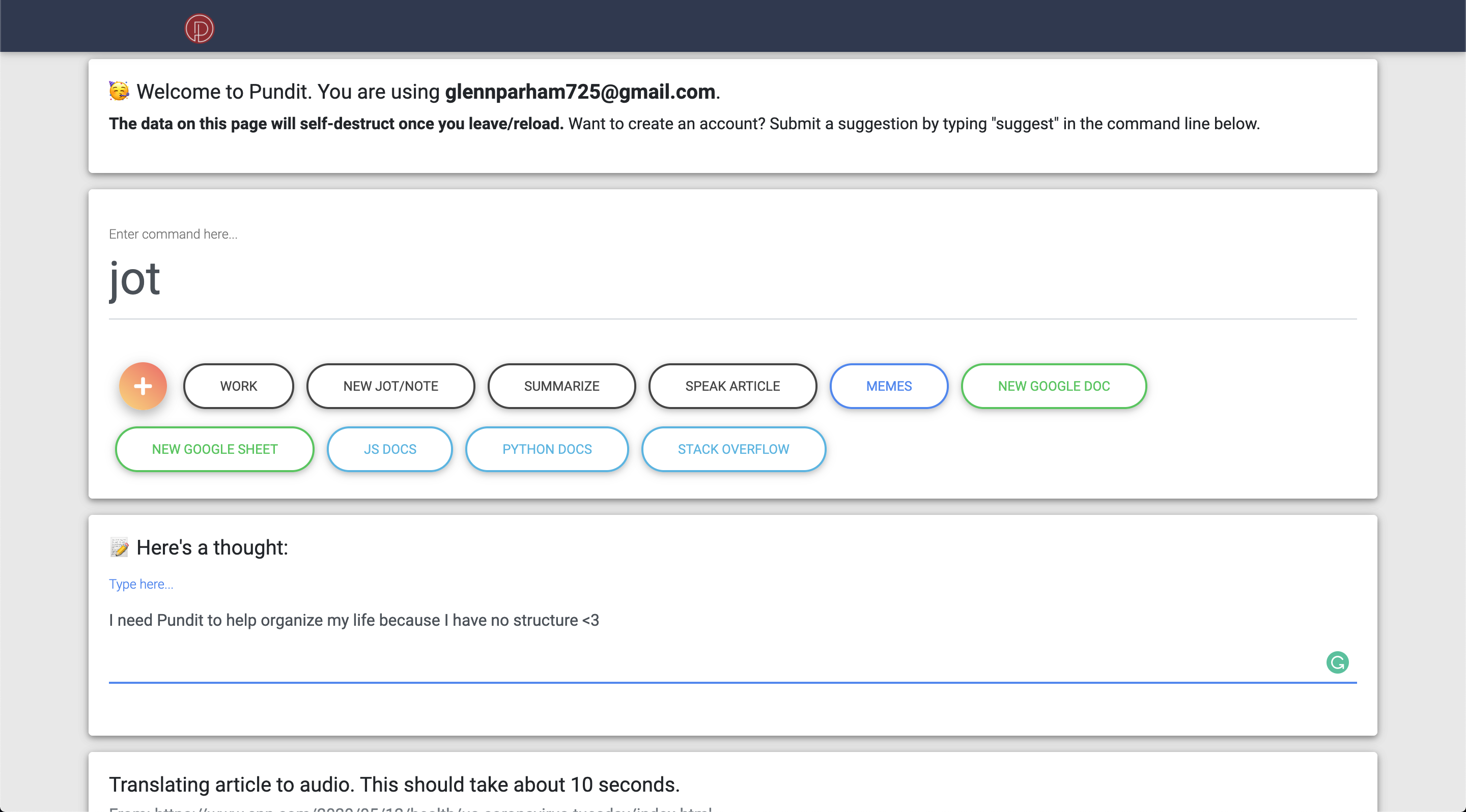 Pundit – Productivity Command Line gallery image