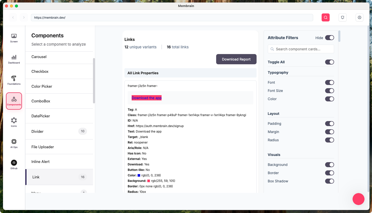 Mídia 5 de Membrain.dev - Encontre, conserte e impeça o desvio do design no seu front -end.