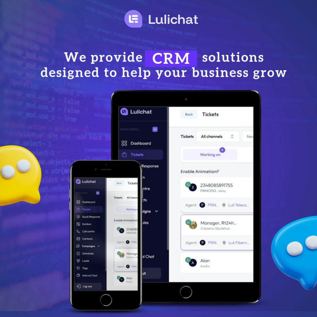 Mídia 1 de LuliChat - CRM omnicanal e software de suporte ao cliente na Nigéria