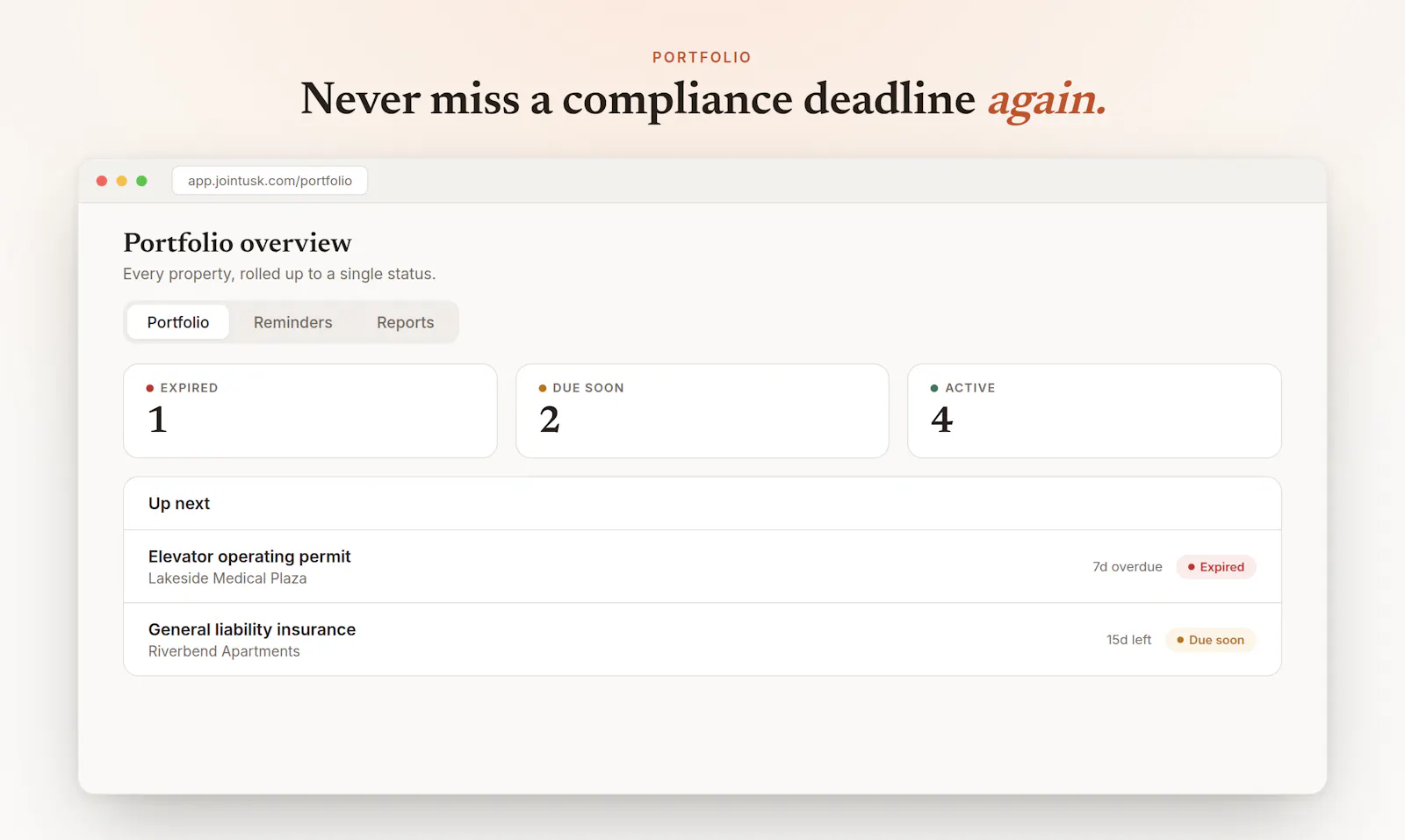 Tusk - Property Compliance Management screenshot 2