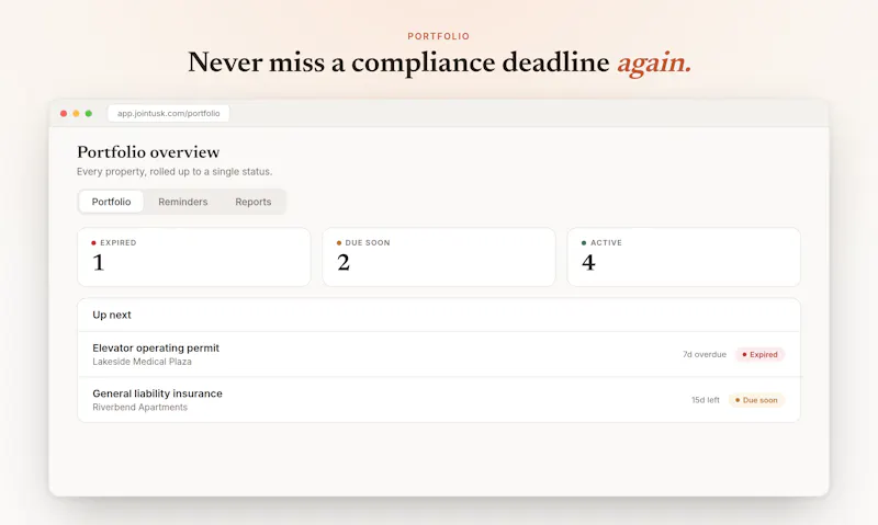 Tusk - Property Compliance Management screenshot 2