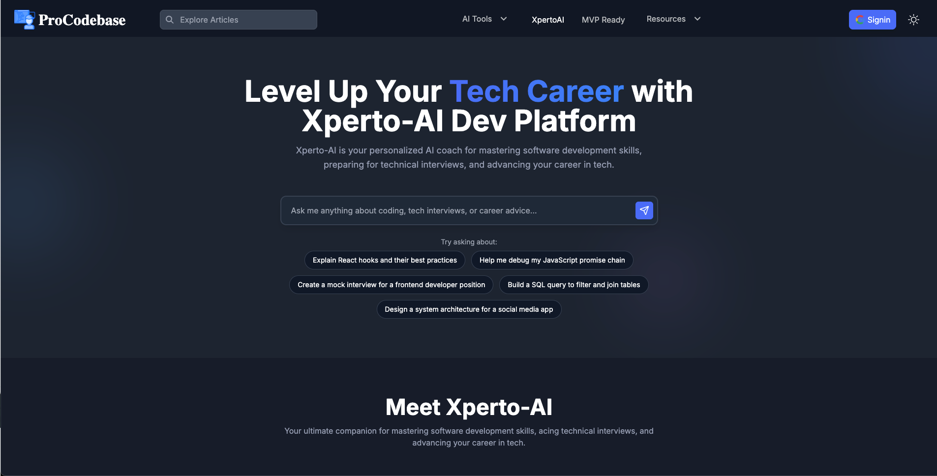 وسائط xperto-ai بواسطة procodebase - وكلاء الذكاء الاصطناعي لتطوير مهارات البرمجيات وإعداد المقابلة 2