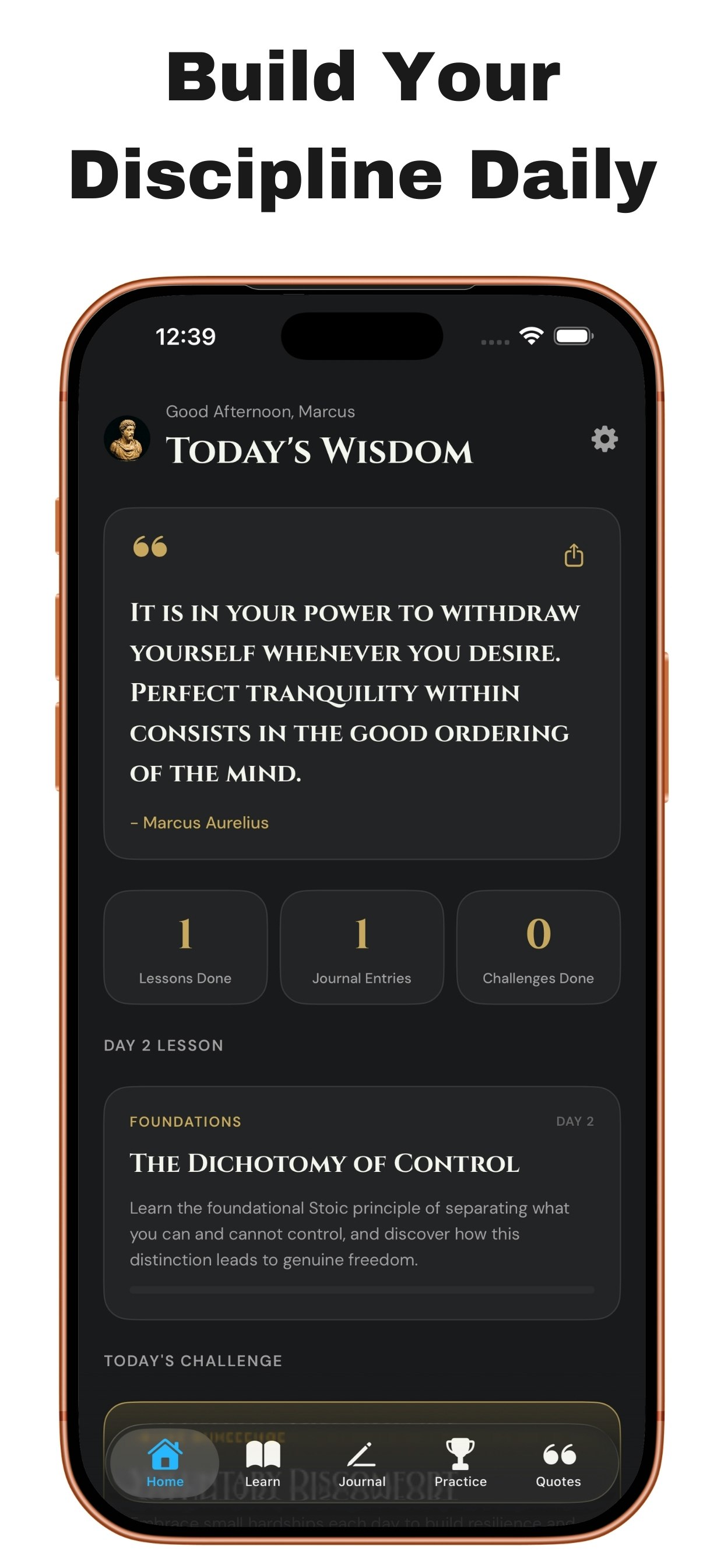 Becoming Stoic - Daily Wisdom - Screenshot 2 showing product features and functionality