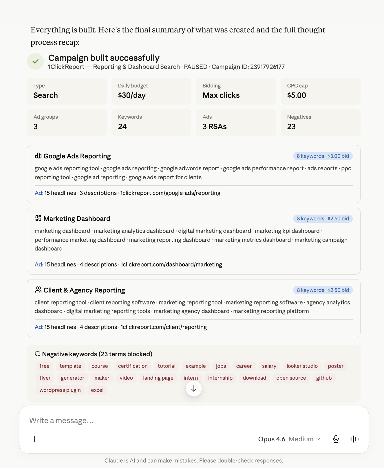 1ClickReport — Marketing AI in Claude gallery image