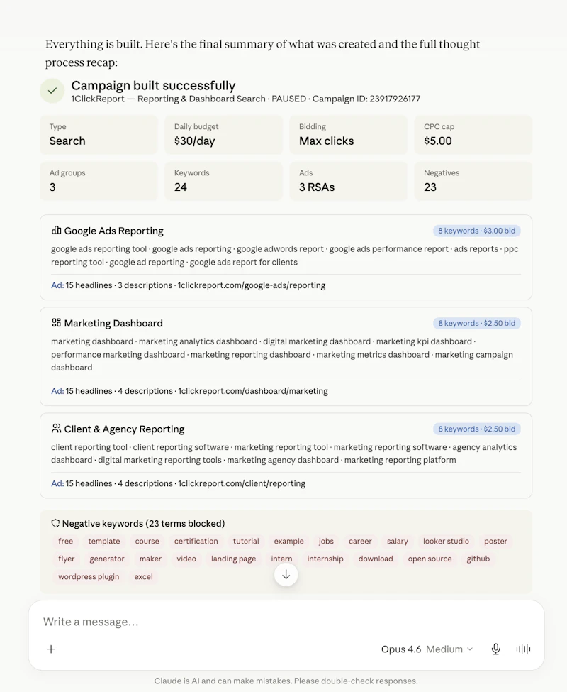 1ClickReport — Marketing AI in Claude screenshot 3