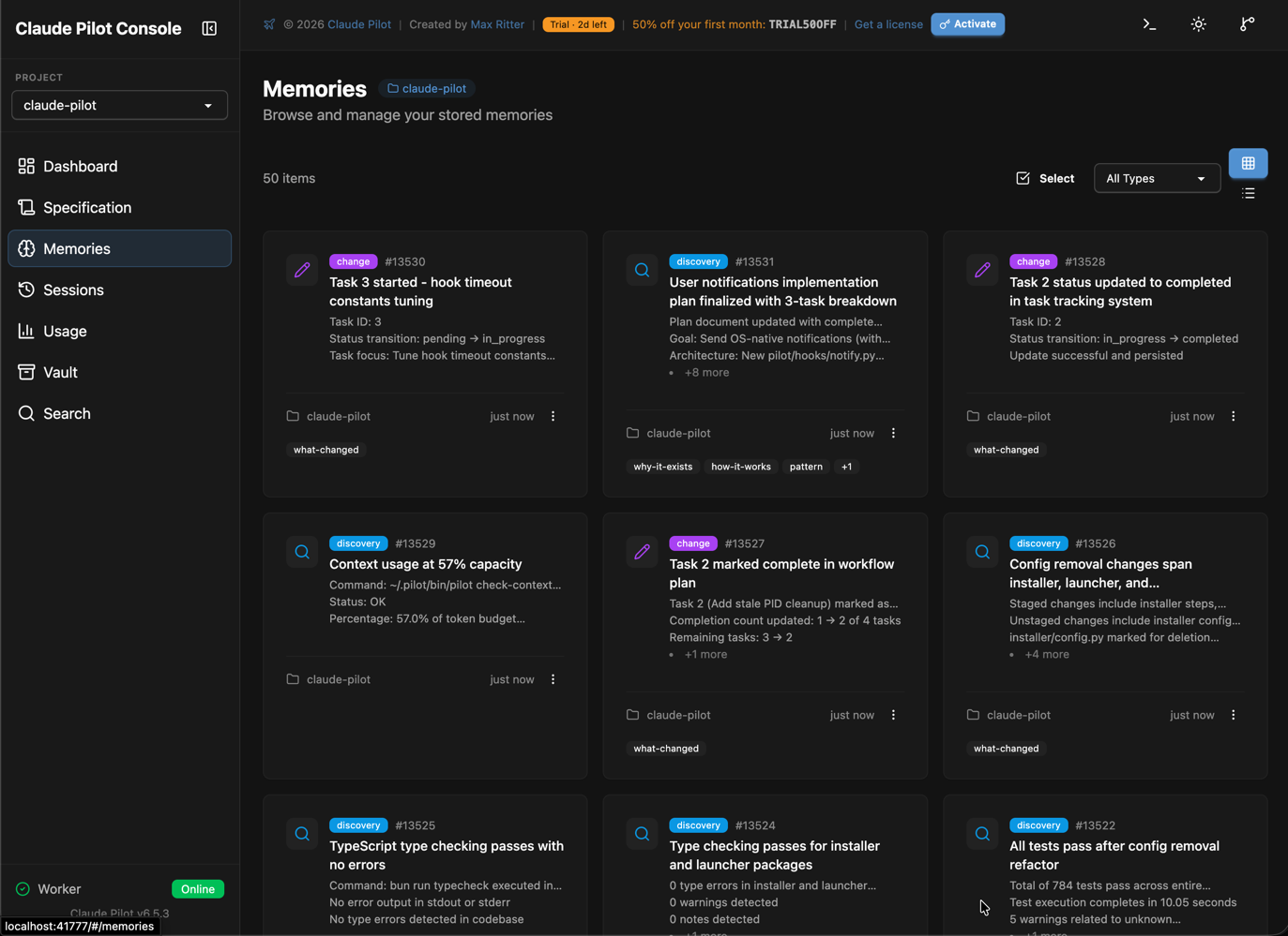Claude Pilot - Screenshot 4 showing product features and functionality