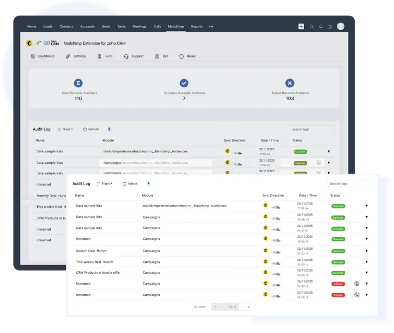 Mailchimp Extension for Zoho CRM screenshot 3