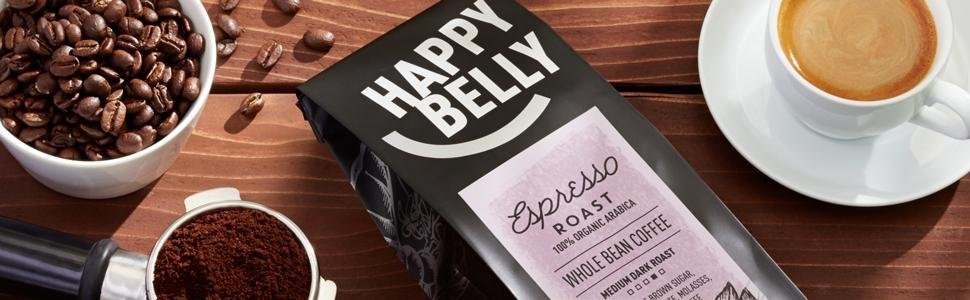 Happy Belly Coffee Amazon's private label small batch roasted coffee