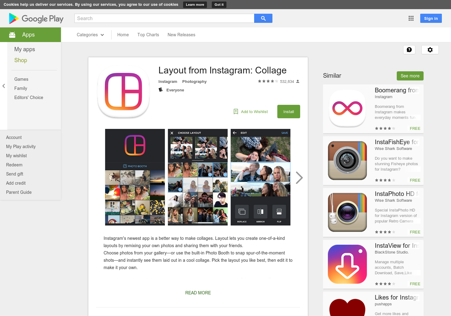 Layout from Instagram for Android