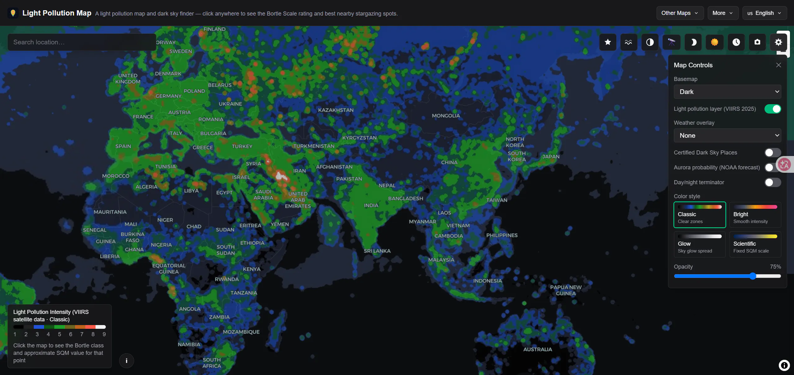 Light Pollution Map gallery image