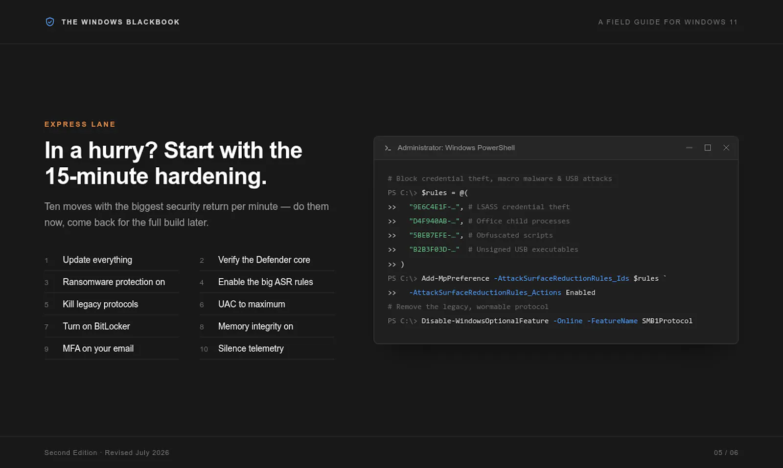 The Windows Blackbook hardening guide screenshot 4