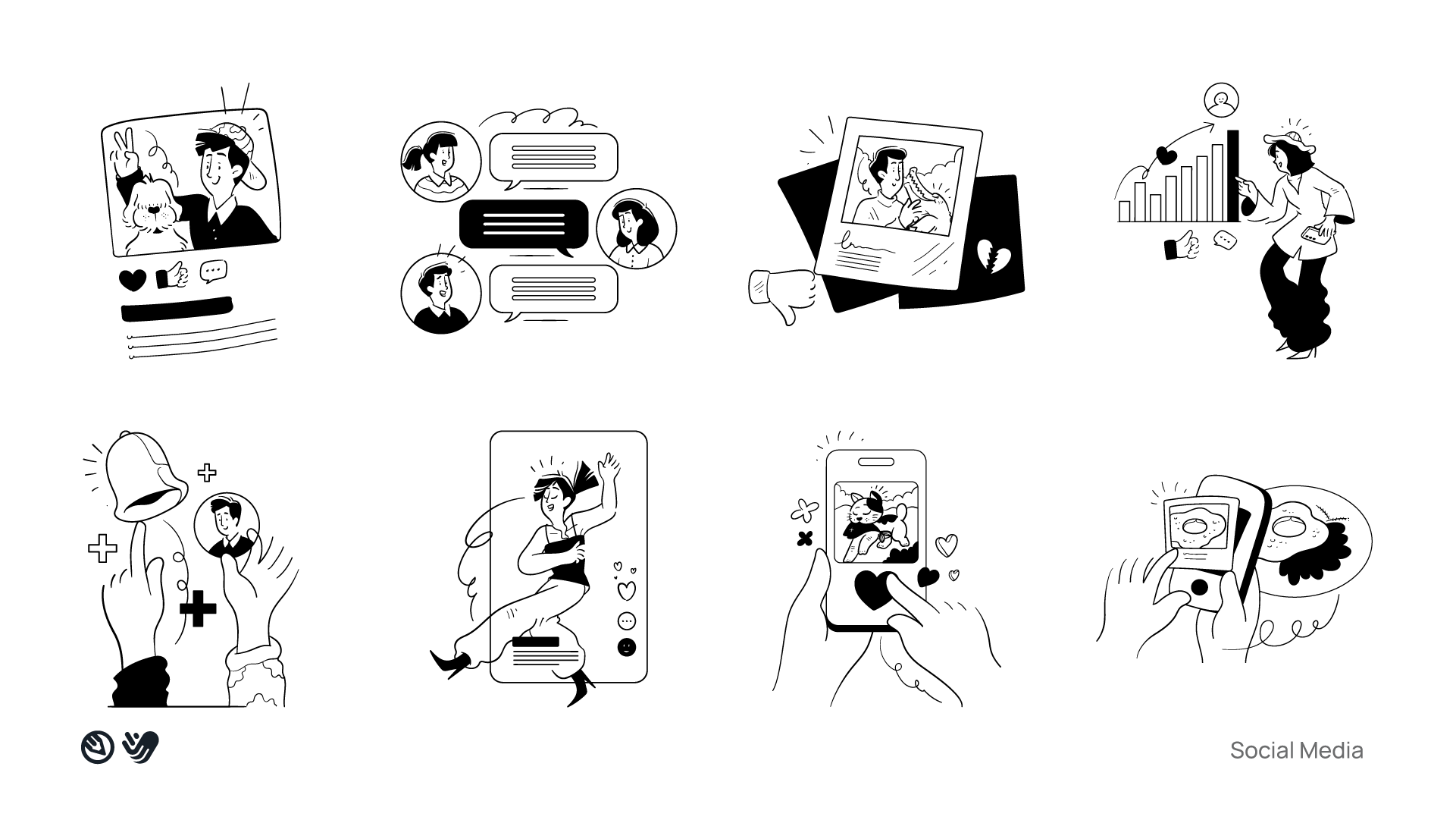 Ilustrações de movimento para noção media 19
