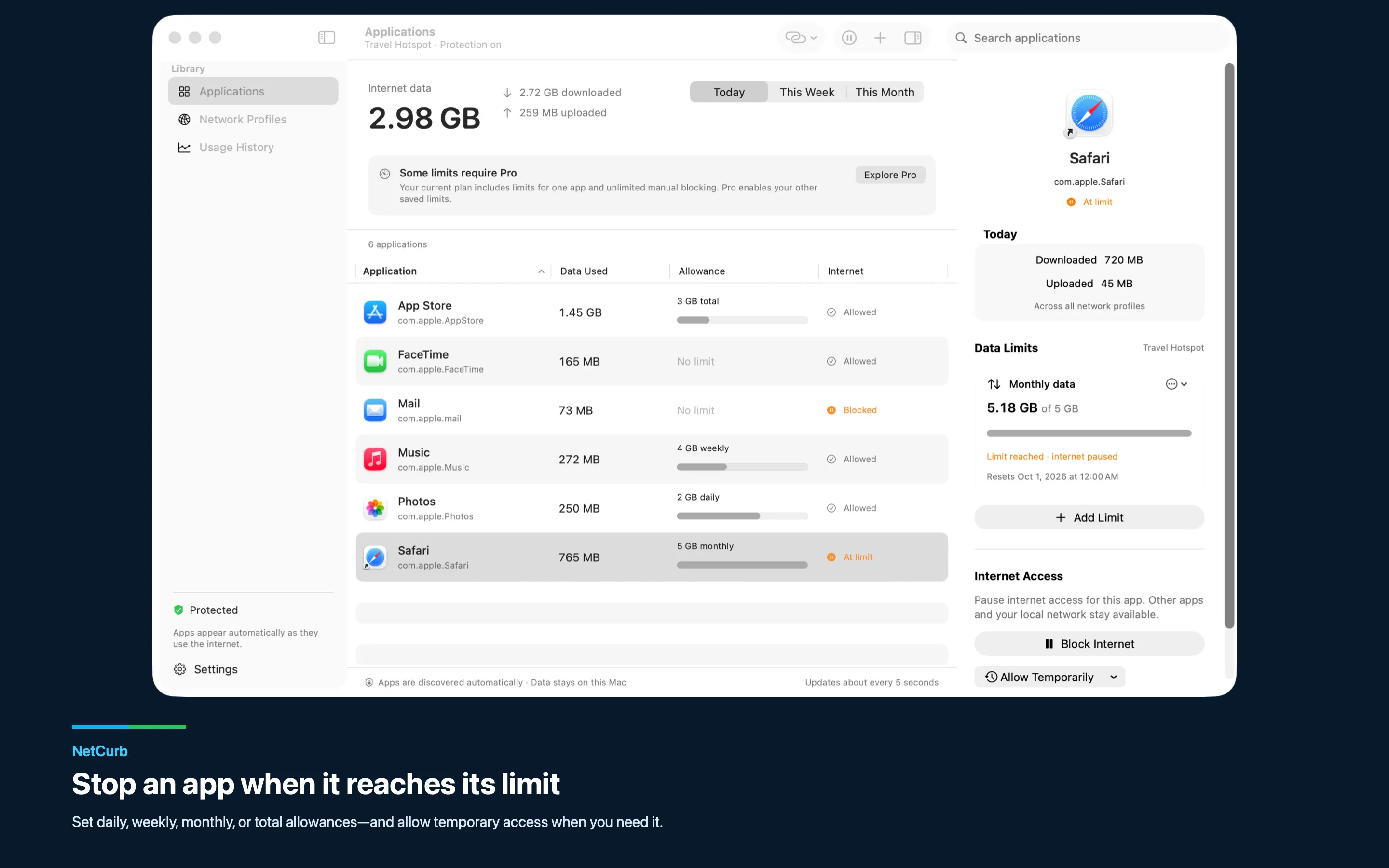 NetCurb: Mac Data monitoring gallery image